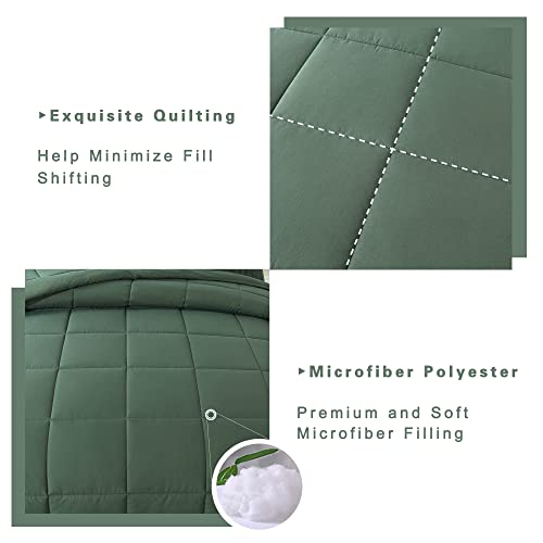 DOWNCOOL Full Size Comforter Sets -All Season Bedding Comforters Sets with 2 Pillow Cases -3 Pieces Bed Set Down Alternative Comforter Set -Sage Green Bedding Sets Full(82"x86") DOWNCOOL