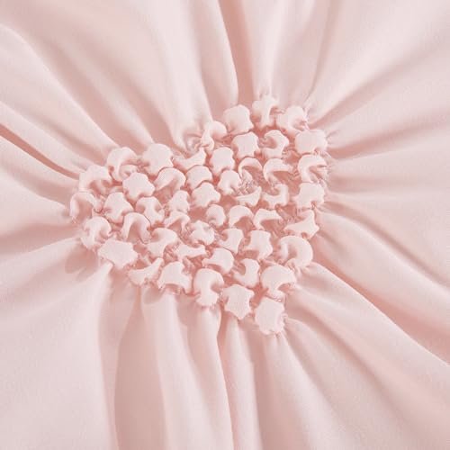 HOMBYS 3 Pieces Princess Pink CribBedding Set for Baby Girls, Ultra Soft Blush Pinch Pleat Comforter Set with Ruffles for All Season HOMBYS