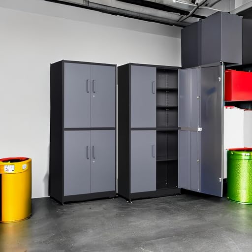 Metal Storage Cabinets With Doors And Shelves,71" Metal Garage Storage Cabinet with Lock,Metal Cabinet with Locking Doors,Steel Pantry Cabinet 4 Doors,Lockable Storage Cabinet for Garage,Home,Office SISESOL