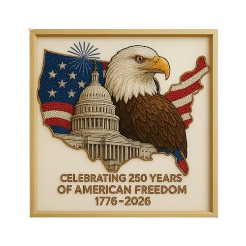 Flag of The United States of America, DIY Diamond Painting Kit Celebrating 250 Years of American Independence 1776-2026 Diamond Art Kits (red) WoodArtSupply