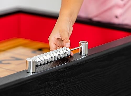 Hathaway BG1203 Avenger 9-Foot Avenger Shuffleboard for Family Game Rooms with Padded Gutters, Leg Levelers, 8 Pucks and Wax, Black Hathaway