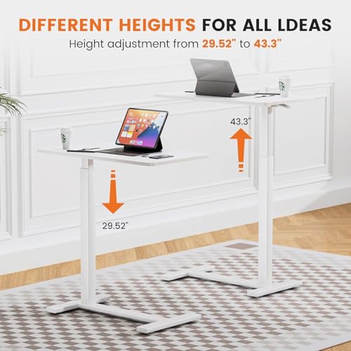 Sweetcrispy Overbed Bedside Table with Wheels, Adjustable Hospital & Home Use Bed Rolling Laptop Table, Mobile Standing Desk, White Sweetcrispy
