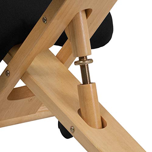 EMMA + OLIVER Mobile Wooden Ergonomic Kneeling Office Chair in Black Fabric EMMA + OLIVER
