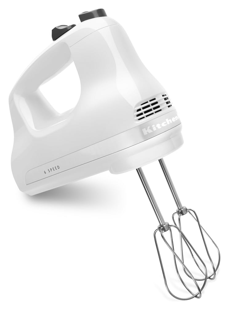 KitchenAid KHM512WH 5-Speed Ultra Power Hand Mixer, White, 8x7x5 KitchenAid