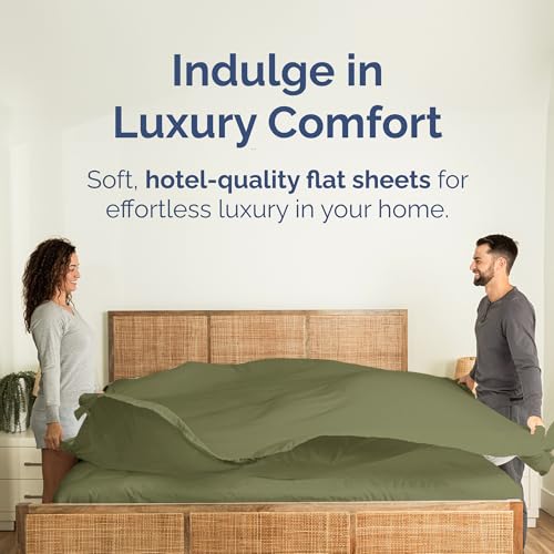 Queen Size Flat Sheet - Hotel Quality Top Flat Bed Sheet Only - Ultra-Soft, Breathable & Cooling - Fade & Wrinkle Free - Easy-Care, Stain & Shrink Resistant Bedding - Easy-Fit & Oeko-Tex - Sage Green CGK Unlimited