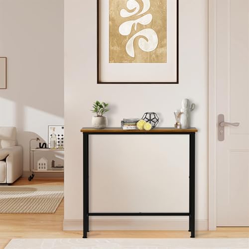 Mordchil HF Narrow Console Table, 29.5" Small Entryway Table, Thin Hallway Tables, Slim Sofa Side Tables for Hallway, Living Room, Bedroom, Foyer, Retro Brown Mordchil HF