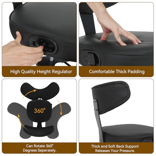 ELECWISH Meditation Chair, ADHD Chair for Adults with Wing Back Support, Criss Cross Kneeling Yoga Desk Office Use with Wheels, Height Adjustable seat and Leg Rest, Black ELECWISH