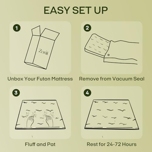 ZonLi Japanese Floor Futon Mattress Twin Size 75"x 39", 100% Cotton Cover 2.5'' Thicken Tatami Mattress, Foldable Sleeping Pad, Portable Dormitory Tatami Mat (Grey) ZonLi
