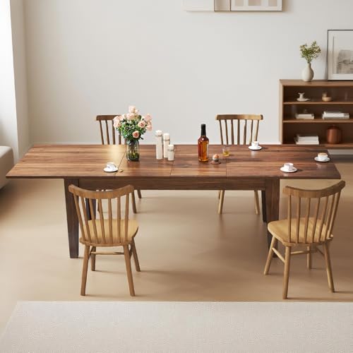VICBARLEY Extendable Dining Table for 6-10 People,70.87''-106.4''Modern Space-Saving Wood Kitchen Table,Rectangle Folding Conference Meeting Table for Living Meeting Room Kitchen,Walnut VICBARLEY