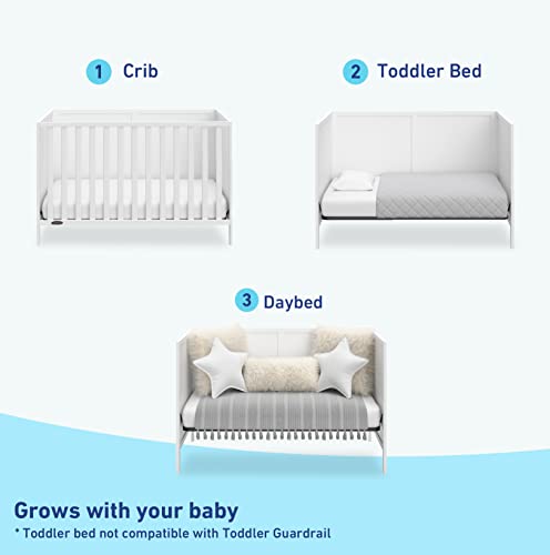 Graco Theo 3-in-1 Convertible Crib (White) - GREENGUARD Gold Certified, Converts to Toddler Bed & Daybed, Fits Standard Full-Size Crib Mattress, 4 Adjustable Mattress Heights Graco