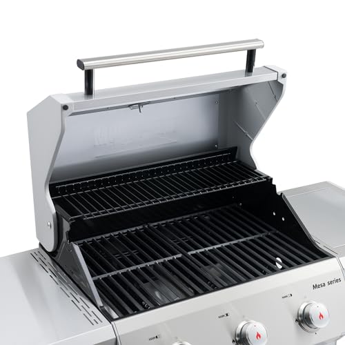 Monument Grills Outdoor Barbecue Stainless Steel 3 Burner Propane Gas Grill, 48,000 BTU Patio Garden Grill with Side Burner and Knob Controls, Mesa305 with BBQ Cover Monument Grills