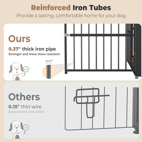 Lyromix 94.48'' Dog Crate Furniture Large Breed TV Stand with Double Rooms,Wooden Dog Kennel Dog Crate End Table with Removable Divider for Large Medium Dogs, Can Use Separately Lyromix