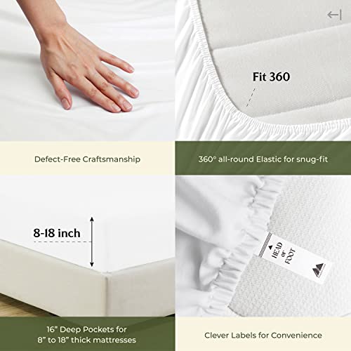 Mayfair Linen 100% Egyptian Cotton Twin Size Sheet Set - 3 PC 600 Thread Count Cotton Sheets Set for Twin Bed (White), Soft, Cooling, Luxury Hotel 16" Deep Pocket Sateen Bedsheet Set for Dorm Room Mayfair Linen
