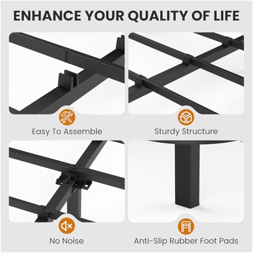 Kaelidra King Size Floating Bed Frame with LED Lights, Heavy Duty Metal Platform Floating Bed Frame with Charging Station, No Box Spring Needed, Easy Assembly, Noise Free Kaelidra