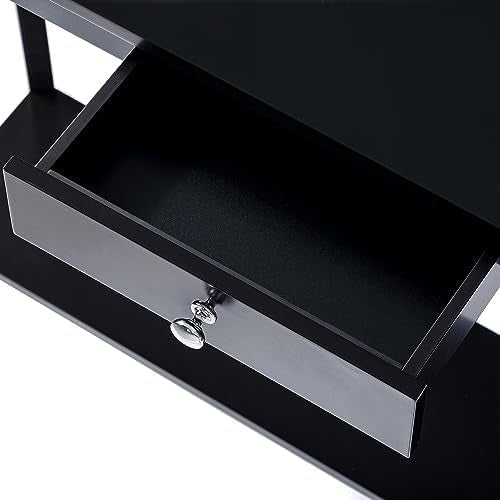 ChooChoo Narrow Console Table with Drawer, Chic Accent Sofa Table, Entryway Table, Black ChooChoo