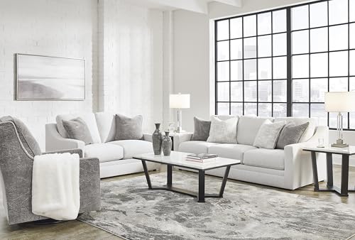 Signature Design by Ashley Maitelynn Contemporary Loveseat with Accent Pillows, Reversible Cushions and Sloped Arms, Light Gray Signature Design by Ashley
