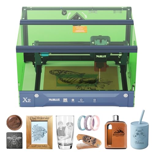 Laser Engraver,WAINLUX X2 3W Enclosure Pre-Assemble Laser Engraving Machine,High Precision,Engraving Area150*200mm,APP Control Laser Engraver for Wood,Leather|Acrylic|Glass|DIY Projects|Class1 Safe WAINLUXPRO