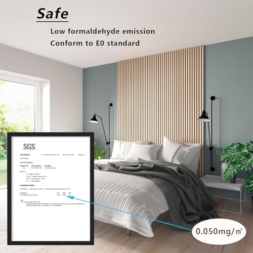 E-HAO 4-Piece Wood Slat Acoustic Panels for Stylish Decor and Noise Reduction, 3D Textured Panel for Ceiling and Wall - White Oak (47.2 L x 23.6 W E-HAO