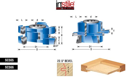 Amana Tool - SC553 2Piece Carbide Tipped 3-Wing Instile & Rail Adjustable Cabinet Door 2- Amana Tool