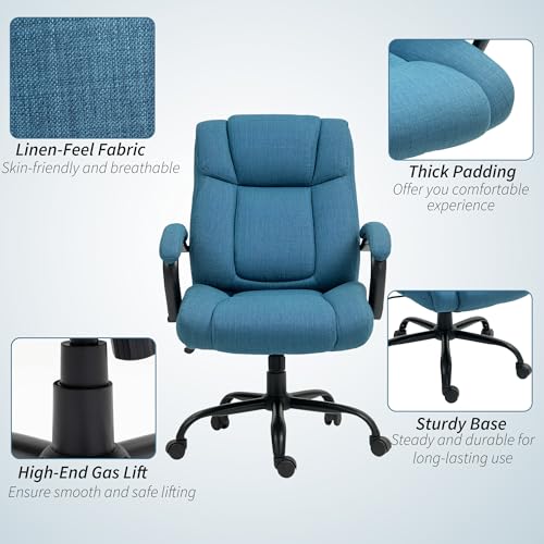 Vinsetto Big and Tall Executive Office Chair 485lbs with Wide Seat, High Back Computer Desk Chair with Tilt, Adjustable Height, Blue Vinsetto