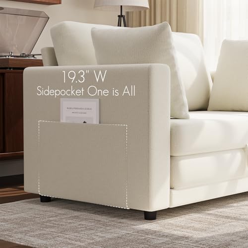 TROMIRY Convertible Loveseat Sofa Bed | Pull Out 78.7” Floor Couch Bed | Folding Sleeper Sofa Bed for Living Room, Apartment & Guest Room | Ivory White TROMIRY