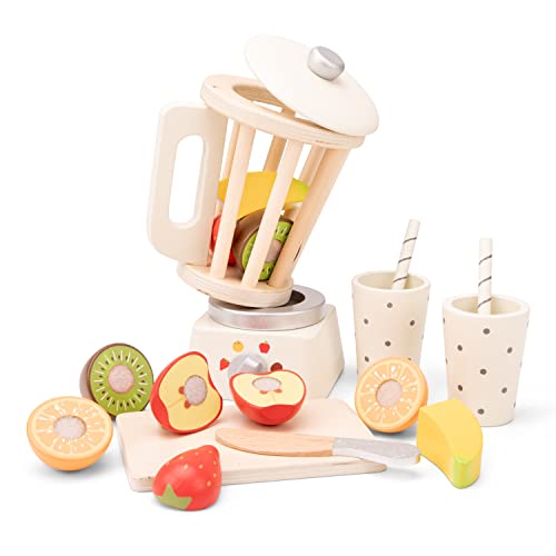 New Classic Toys Wooden Smoothie Set - Pretend Play Toy for Kids Cooking Simulation Educational Toys and Color Perception Toy for Preschool Age Toddlers Boys Girls New Classic Toys