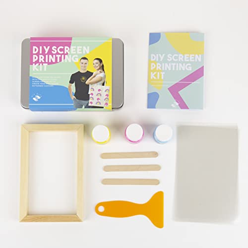 Gift Republic Screen Printing Craft Gift Tin | Complete Kit for DIY Fabric Printing | Includes Frame, Yellow, Pink & Blue Paint | Fun Craft for Teens & Adults | Beginner-Friendly Set Gift Republic
