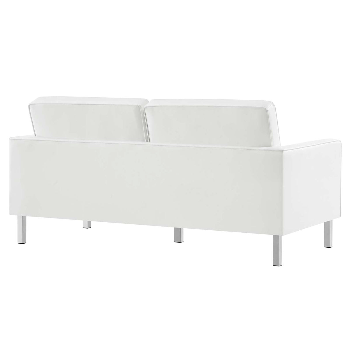 Modway Loft Tufted Button Faux Leather Upholstered Loveseat in Silver White Modway