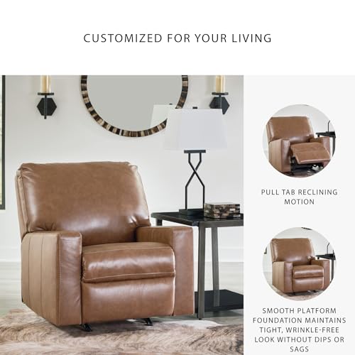Signature Design by Ashley Bolsena Contemporary Leather Match Manual Rocker Recliner, Dark Brown Signature Design by Ashley