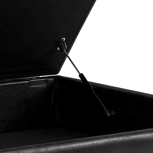 SIMPLIHOME Owen 36 Inch Wide Mid Century Modern Square Coffee Table Lift Top Storage Ottoman in Upholstered Distressed Black Faux Leather, For the Living Room SIMPLIHOME