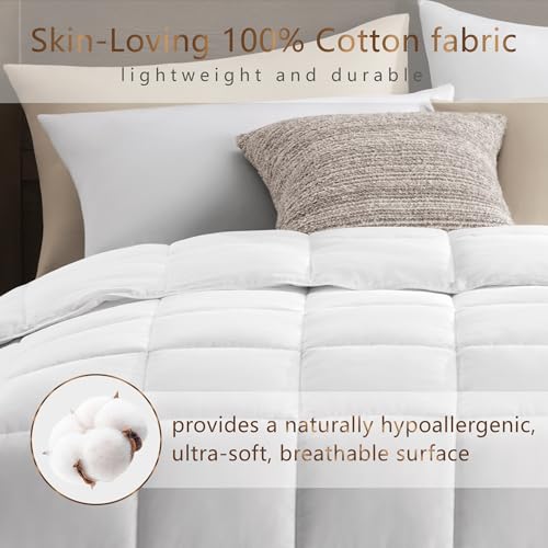 ACCURATEX Lightweight Duvet Insert King Size - 100% Cotton Shell, 250GSM Filling, Summer Down Alternative Comforter,Ultra-Soft & Breathable, Thin Duvet Insert with 8 Tabs, Machine Washable 104x90 ACCURATEX