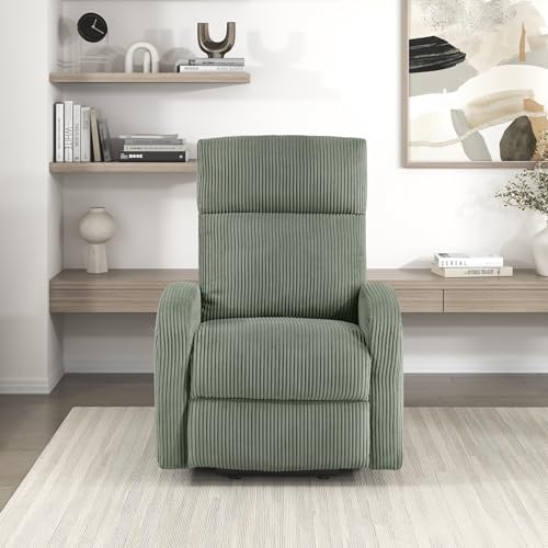 Lexicon Power Lift Recliner Chair for Elderly with Remote Control, Gentle Lift Motion, Side Pocket Armrest, Corduroy Upholstered Electric Recliner for Living Room/Bedroom, Easy Assembly, Green
