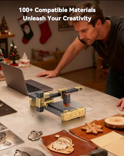 Artilume T1 Foldable Laser Engraver, Portable Engraving Machine with 0.01mm Accuracy, 200x150mm Working Area for Wood, Leather, Acrylic, Coated Metal - Ideal for DIY & Small Business (3000mW) Artilume