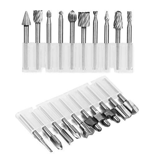 HSS Router Carbide Engraving Bits and Router Bit Set 1/8"(3.2mm) Shank HSS Rotary Router Bits Tool for DIY Woodworking Edge Grooving Wood Deburring Engraving and Milling,20 Pcs SaferCCTV