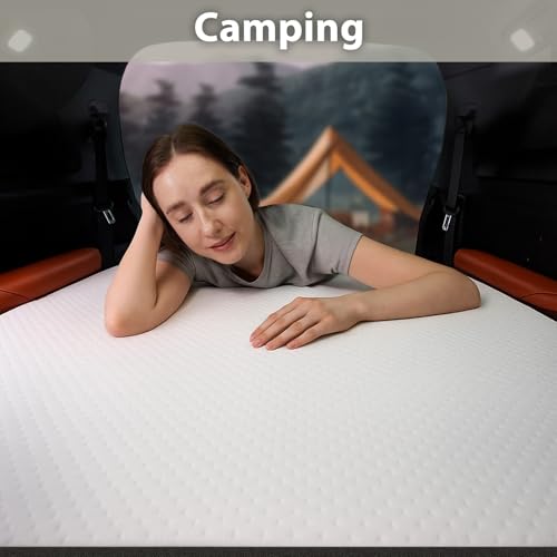 Tri Fold Memory Foam Foldable Mattress Single, 3 inch Folding Mattress for Guest Sleep. Portable Trifold Mat with Removable Washable Cover, Floor Sleeping Mat for Adult and Kid HUEIFY