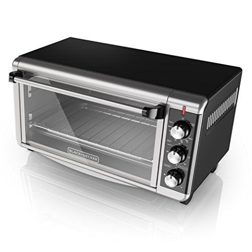 BLACK+DECKER 8-Slice Extra Wide Convection Toaster Oven, Fits 9"x13" Oven Pans and 12" Pizza, Bake, Toast, Broil, and Keep Warm Functions, Countertop Compact Design with Stainless Steel Finish BLACK+DECKER