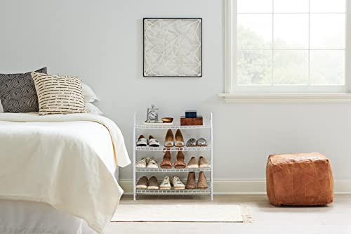 Rubbermaid 4-Tier Wire Shoe Rack, White, Simple Assemble, Storage Shelf for Organization in Bedroom/Closet Rubbermaid