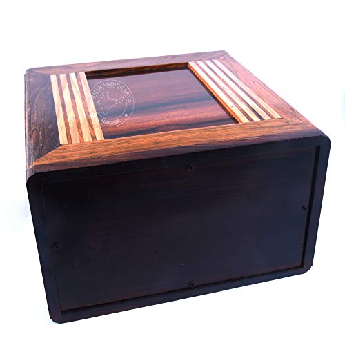 Hind Handicrafts Handmade Rosewood Wooden Urns for Human Ashes Adult Large - Wooden Box Funeral Cremation Urns for Ashes Engraving (10.5" x 6.5" x Hind Handicrafts