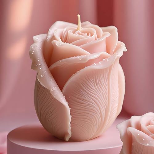 Large Tulip Bud Flower Succulent Leaves Cylinder Molds Silicone Wave Spiral Candle Mold - Silicone Resin Casting Molds for Candle & Resin & Soap Craft Supplies