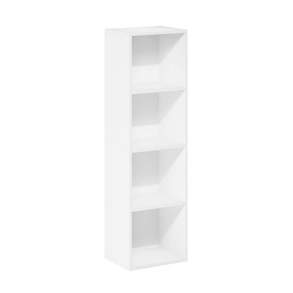 Furinno PASIR Book Shelf, 4-Tier Modern Bookshelf, Open Shelves Bookcase 9 x 12 x 42, for Living Room, Bedroom, Home Office, White Furinno