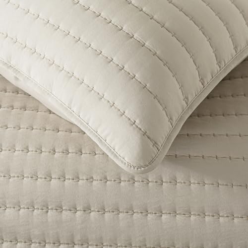 ROARINGWILD Neutral Beige Queen Size Quilt Bedding Sets with 2 Pillow Shams, Full Lightweight Soft Bedspread Coverlet, Quilted Blanket Thin Comforter Bed Cover for All Season, 3 Pieces, 90x90 inches ROARINGWILD