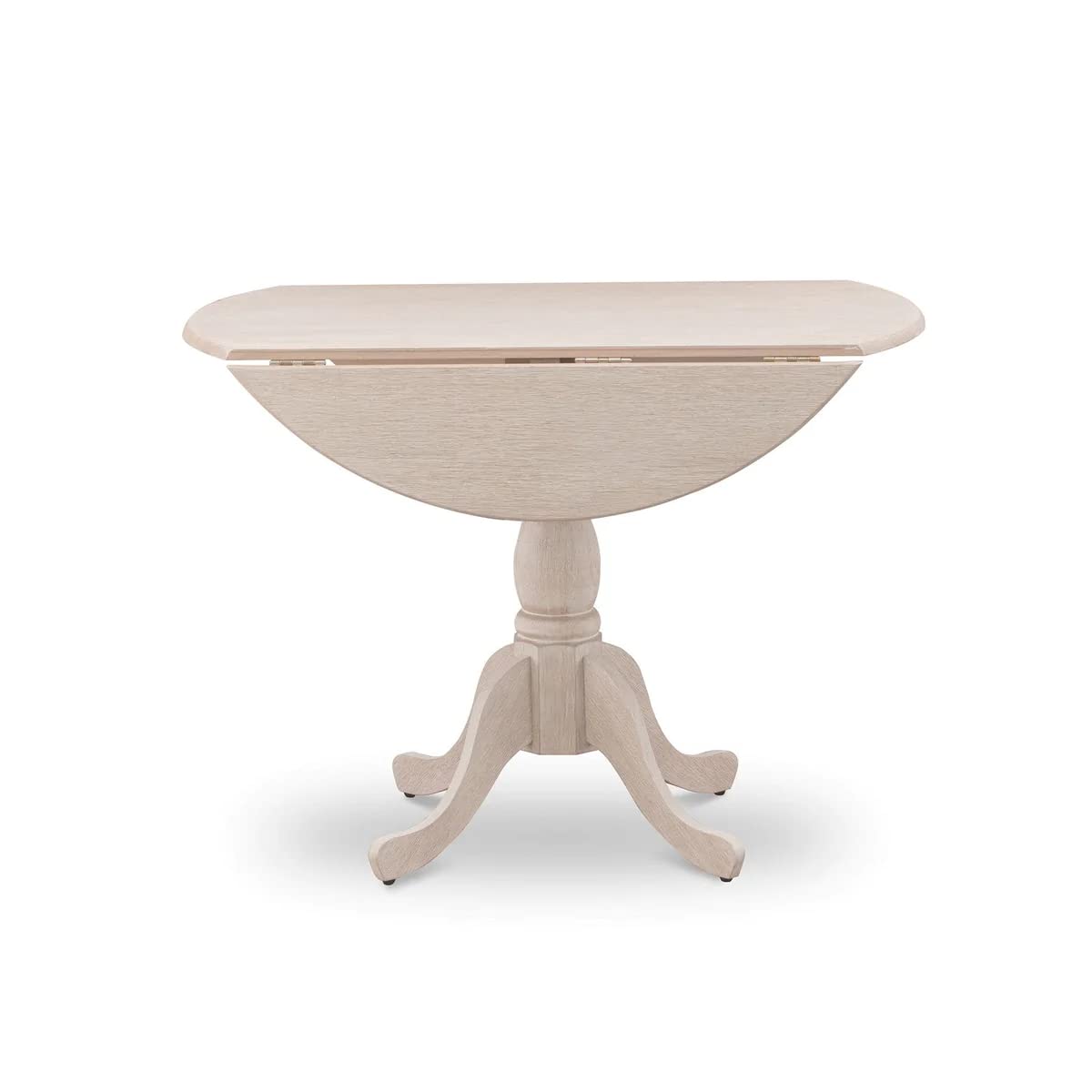East West Furniture DMT-ABC-TP Dublin Kitchen Dining Table - a Round Wooden Table Top with Dropleaf & Pedestal Base, 42x42 Inch, Wirebrushed Buttercream East West Furniture