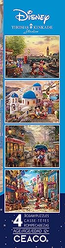 Ceaco - 4 in 1 Multipack - Thomas Kinkade - Disney - Mickey & Minnie - (4) 500 Piece Jigsaw Puzzles Ceaco