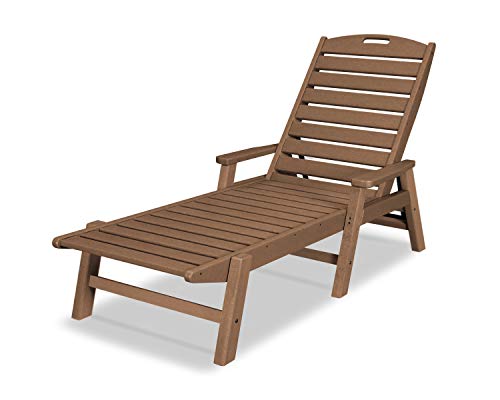 POLYWOOD NCC2280TE Nautical Arms Chaise, Teak