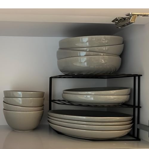 Frcctre 3-Tier Kitchen Corner Shelf Rack Counter and Cabinet Organizer, 9x9x7.5 Inch Metal Wire Kitchen Counter Pantry Cabinet Organizer and Storage Shelf for Plates, Cups, Dishes Frcctre