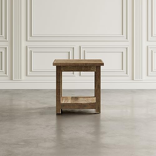 Jofran Reclamation Rustic Reclaimed Solid Wood Square End Table with Storage Shelf Jofran Inc.