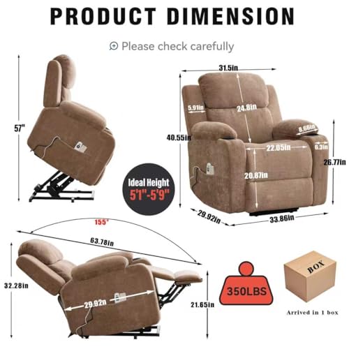 Eafurn Power Lift Recliner Chair for Elderly with Massage and Heat, Heavy Duty Electric Living Room Reclining Chair with 8-Point Vibration & Lumbar Heating, Dual USB Ports, 2 Cup Holders