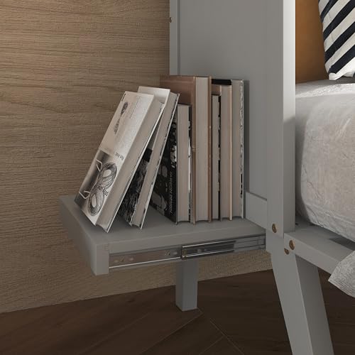 Ball & Cast Queen Size Murphy Bed W/Desk & 2 Removable Shelves,Cabinet Bed W/ 2 USB Port & Power Outlets,Wall Bed Frame for Home Office,Apartment,Guest Room,Grey