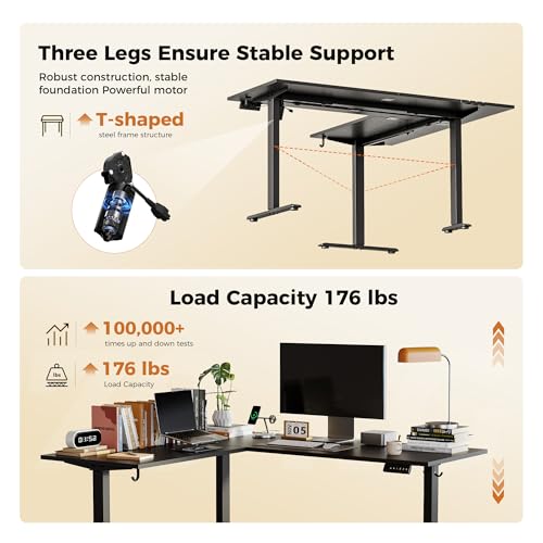 Mericonia 75 x 61 Inch Large L-Shaped Standing Desk with Cable Management, Electric Adjustable Computer Desk, Corner Stand Up Desk for Home Office Work, Black Mericonia