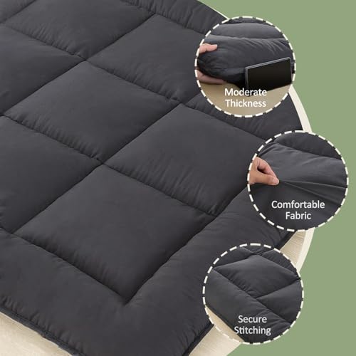 Japanese Floor Mattress Foldable & Portable Roll Up Futon Mattress 3" Grey Tatami Mat for Adult and Kids,Shredded Memory Foam Filled with Straps Sleeping Pad Suitable for Camping,39"x 80" Twin Size SHOUREN